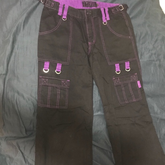 black and purple jeans